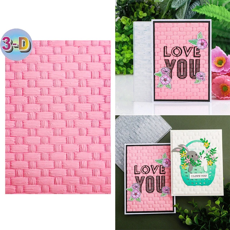 Woven 3D Embossing Folder for Card Making & Scrapbooking – Durable Plastic, Easy Embossing – Perfect for DIY Craft Projects