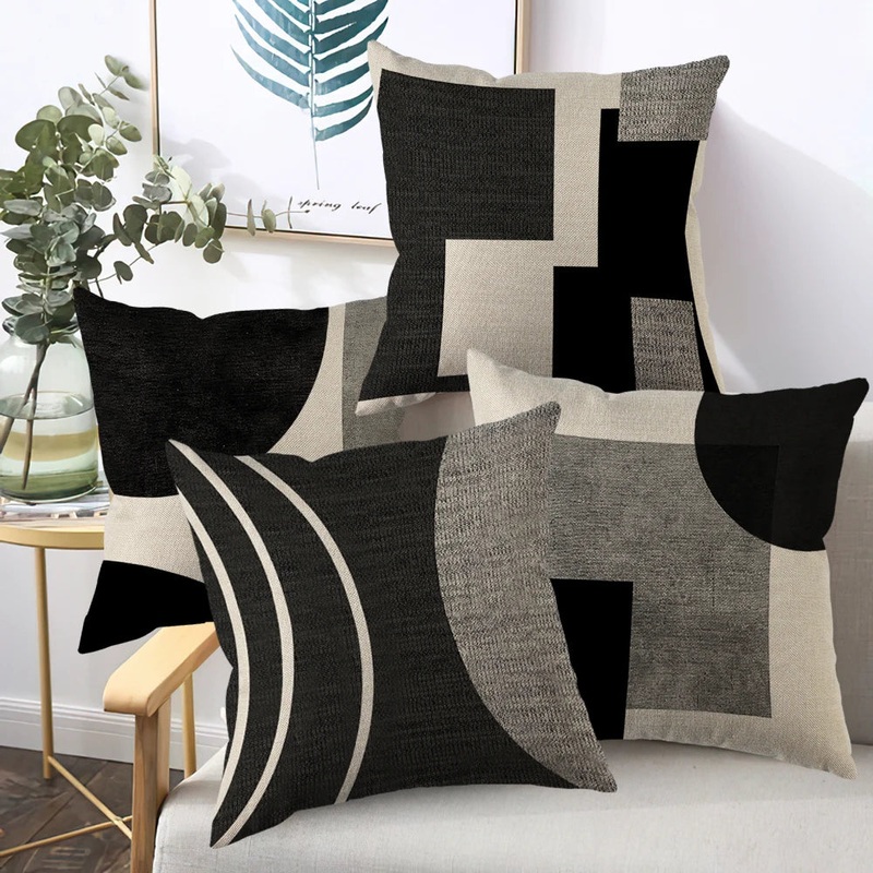 1/4pcs Abstract Geometric Throw Pillow Covers 45X45cm Modern Boho Black And White Decorative Cushion Cases Home Decor