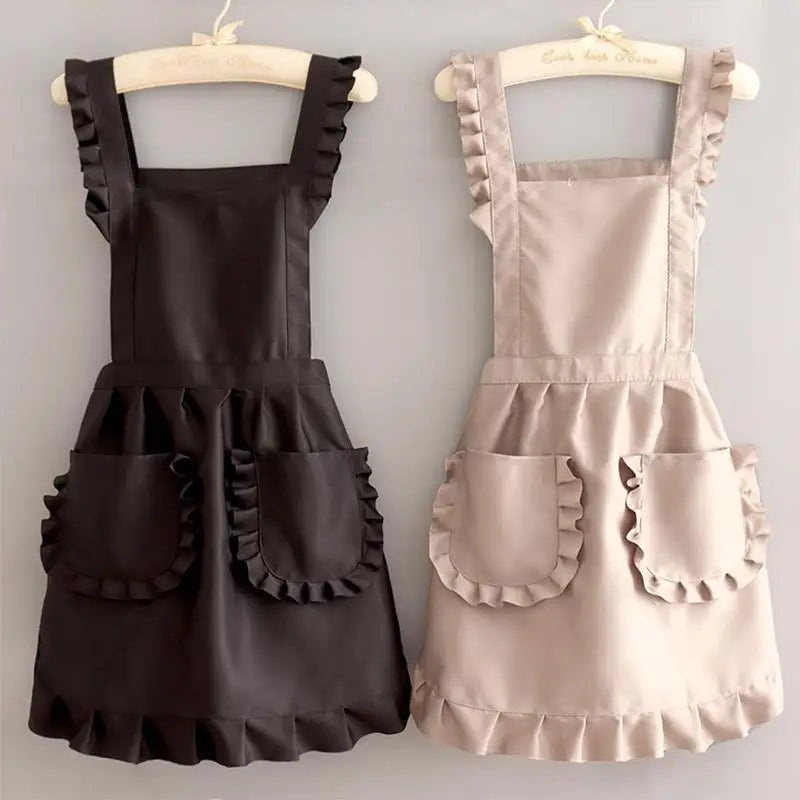 1Pcs Cute Korean Style Apron Female Nail Shop Kitchen Coffee Overalls Home Cooking Cleaning Sleeveless Apron
