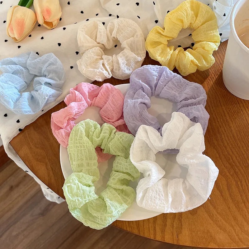 4-7pcs/set Candy Color Hair Scrunchies for Women Girls Cute Elastic Hair Ties Bands Headband Rubber Bands Hair Accessories