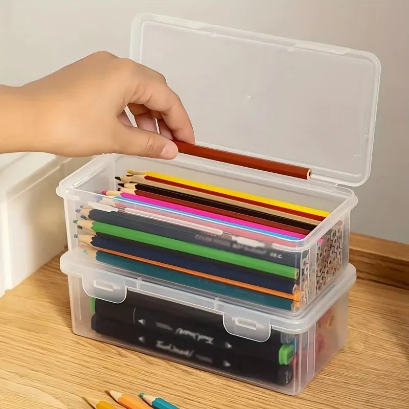 Transparent Pencil Case Box Large-capacity Stackable Storage Box Office School Pencil Case Supplies Pencil Storage