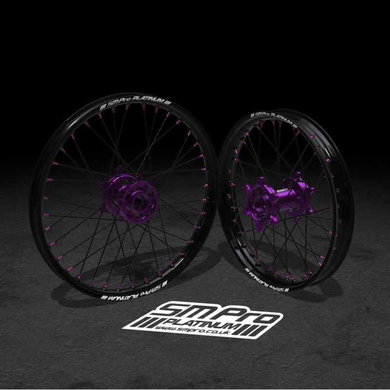SM PRO STARK VARG MX/ENDURO WHEEL SET 21/19 PURPLE/BLACK WHEEL SET