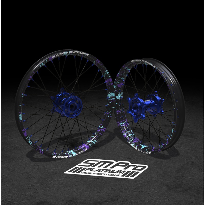 SM PRO SUR RON WHEEL SET 19/16 SPLATTERKOTE BLUE/PURPLE COMBO