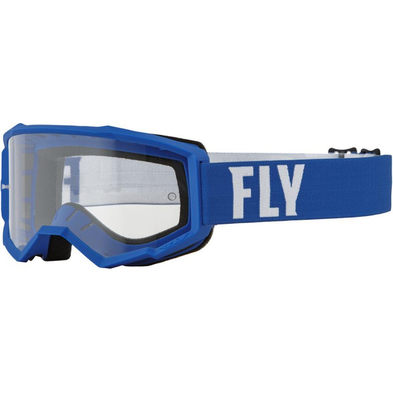 Fly Racing Goggles Focus Youth Blue White Clear Lens CL