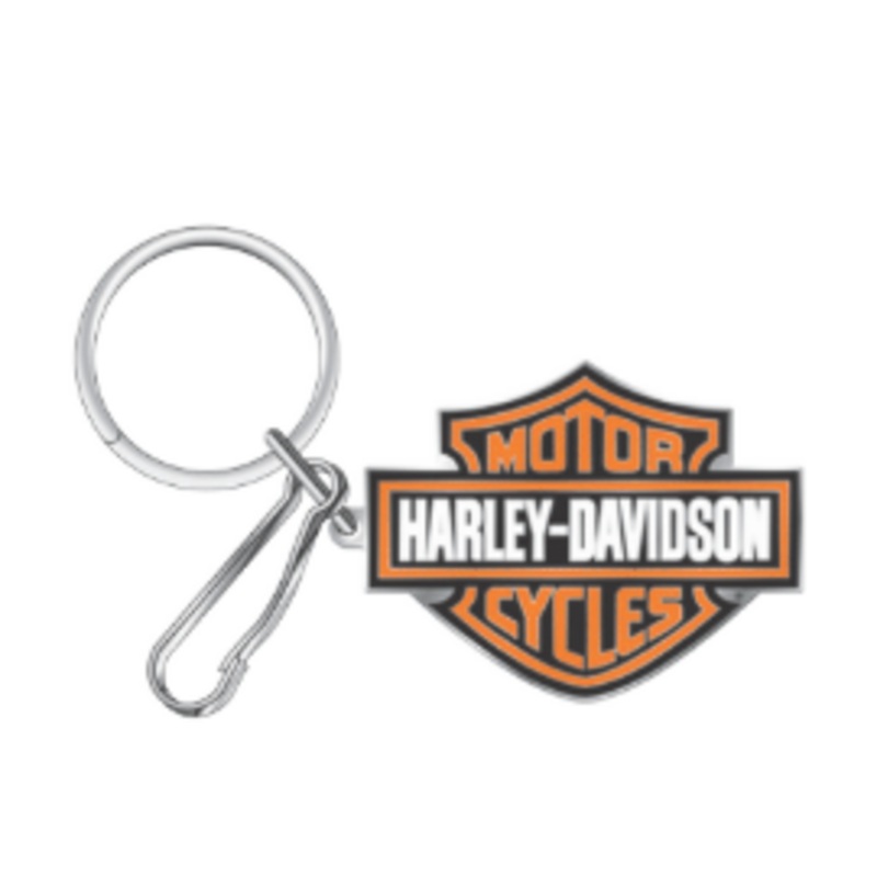 Harley-Davidson Bar & Shield Enamel Key Chain – Orange/ White