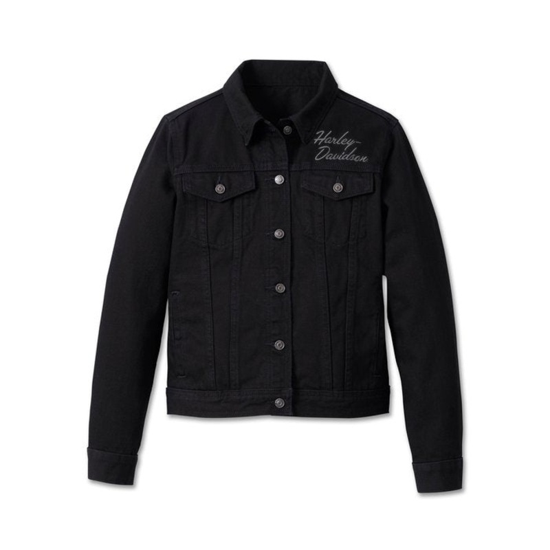 Harley-Davidson Women’s Essential Bar & Shield Denim Jacket – Black Denim CL
