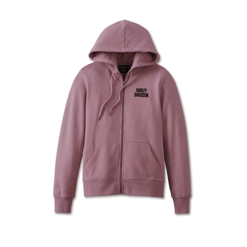 Harley-Davidson Women’s Special Bar and Shield Zip Front Hoodie – Grape Shake Heather CL