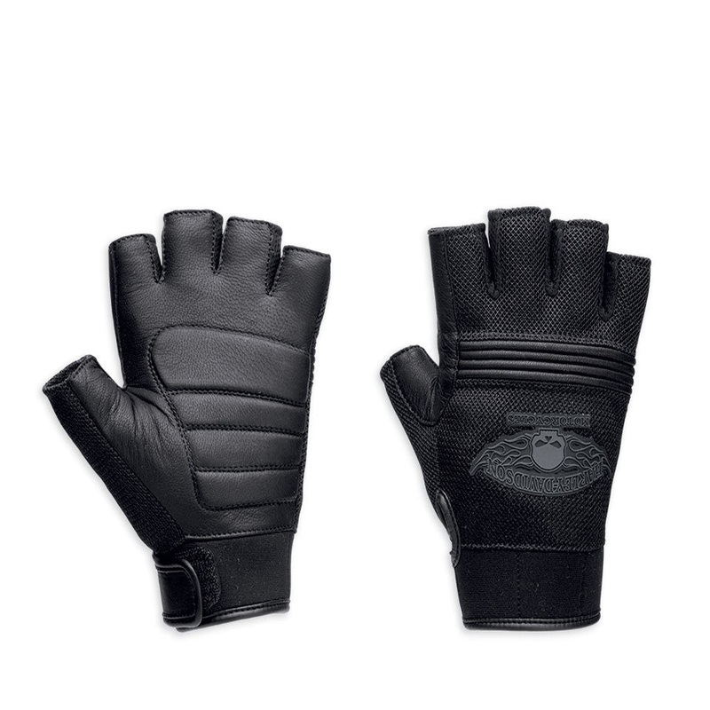 Harley-Davidson Mens Winged Willie G Skull Fingerless Gloves
