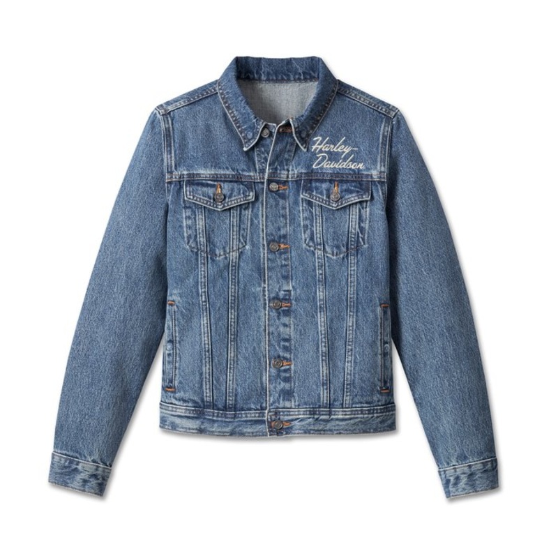 Harley-Davidson Women’s Essential Bar & Shield Denim Jacket – Medium Indigo