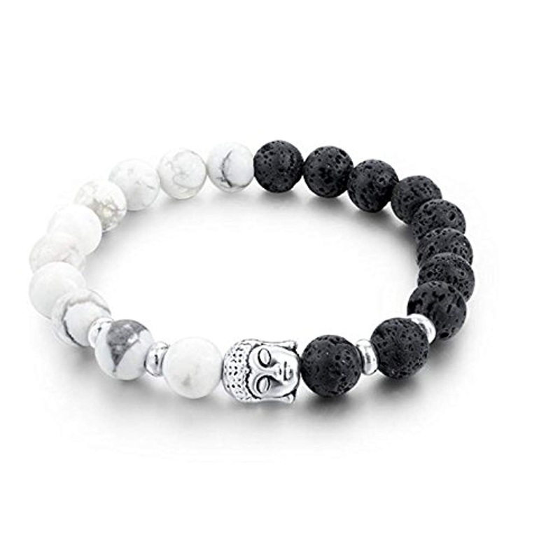 Electomania Black and White Cortex Buddha Beads Bracelet for Yoga Positive Energy for Men and Women