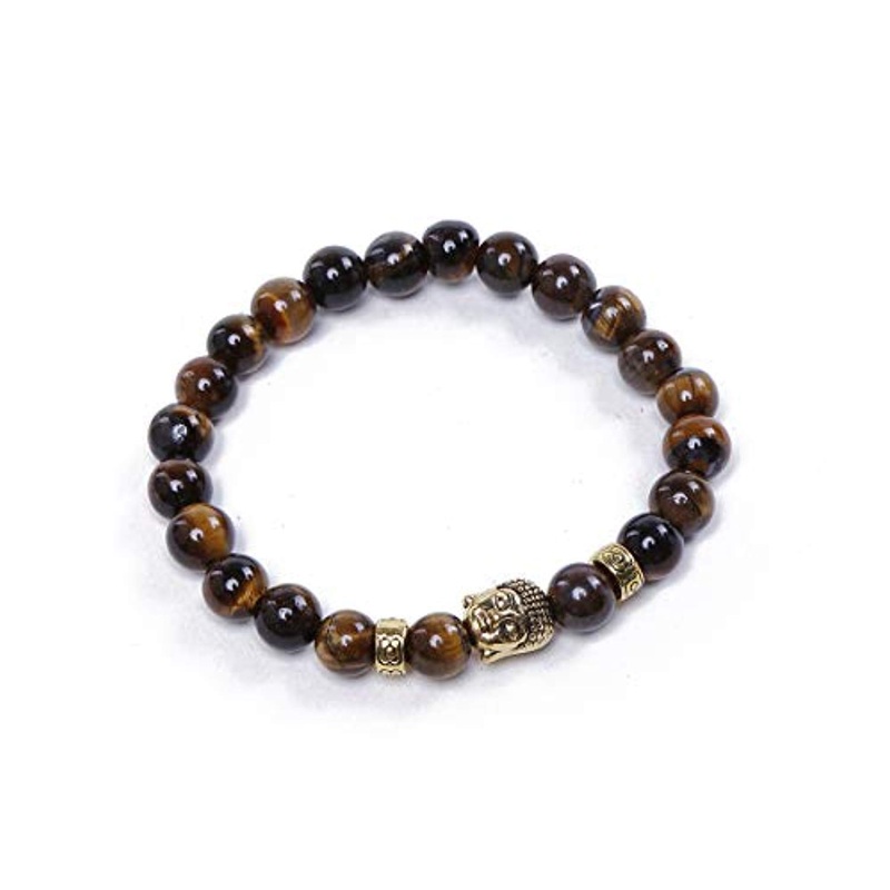 Electomania Black Tiger’s Eye Semi Precious Stone Yoga & Meditation Buddha Reiki Healing Beads Unisex Bracelet