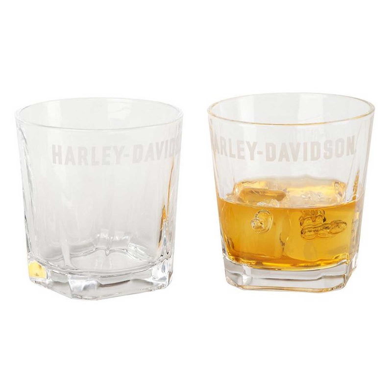 Harley-Davidson Etched H-D Logo Rocks Glass Set
