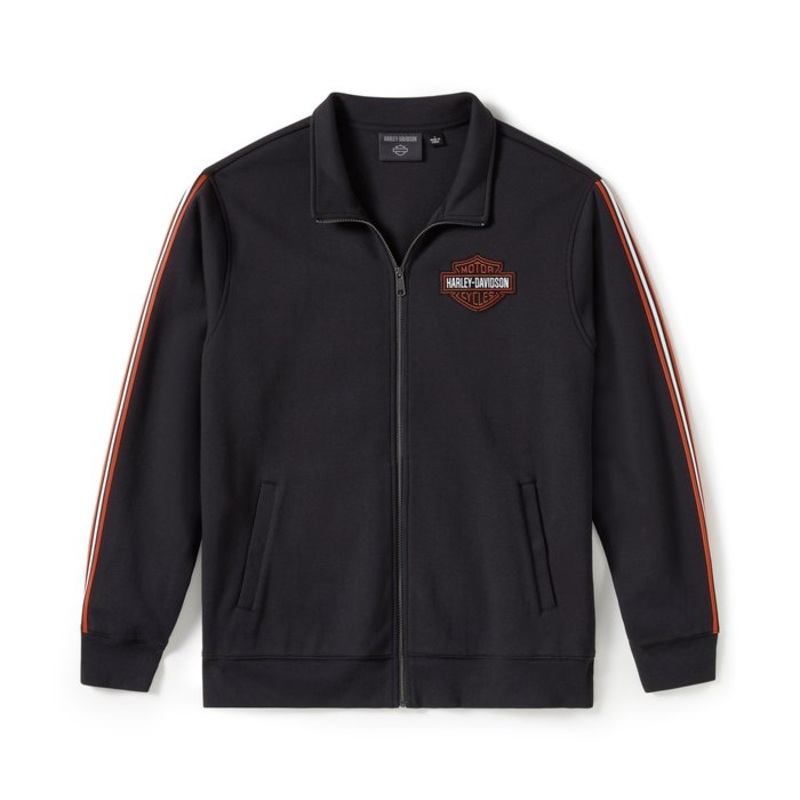 Harley-Davidson Men’s Essential Fleece Zip Front Track Jacket – Harley Black