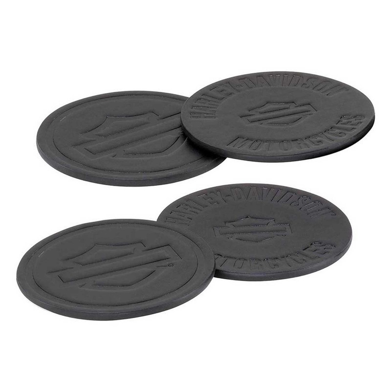Harley-Davidson Open Bar & Shield Coaster Set, Black Faux Leather, Set of Four