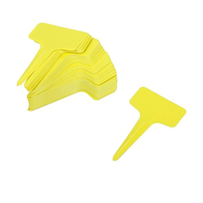 Electomania 100 pcs 10cm x 6cm Plastic T-Type Plant Shrub Tree Seeds Tags Markers Nursery Garden Labels Pot (Yellow)