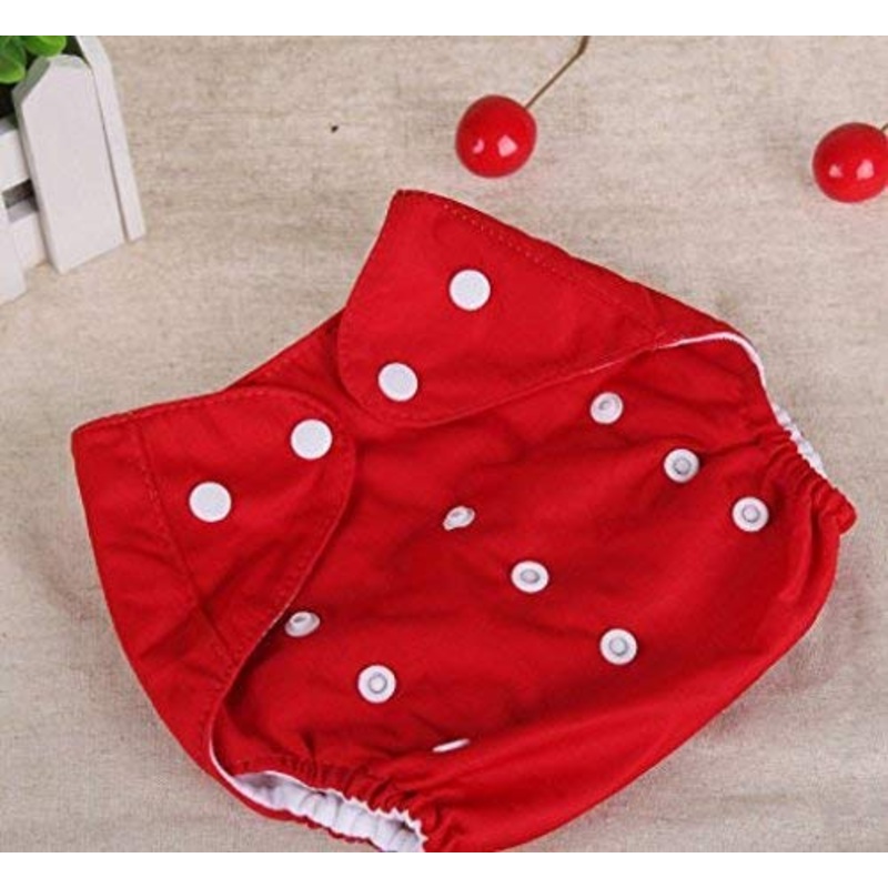 Electomania  2 Piece diapers suitable for children aged 0-2 years old washable adjustable diaper pants-Red