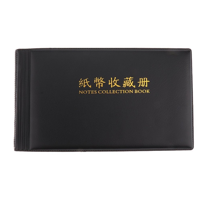 Electomania 20 Pocket Paper Money Album Banknote Currency Collectors Album Pocket Paper Money Collection Book Bill Note Stamp Ticket Storage Holder (Black)