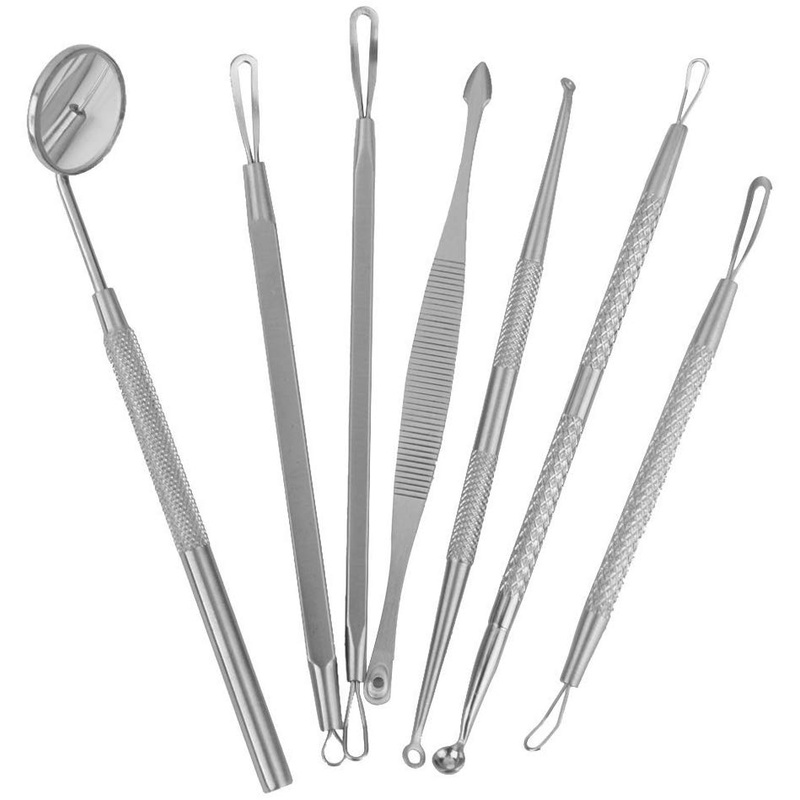 Electomania 7pcs Stainless Steel Anti-Slid Handle Blackhead Remover Tools Kit with Case