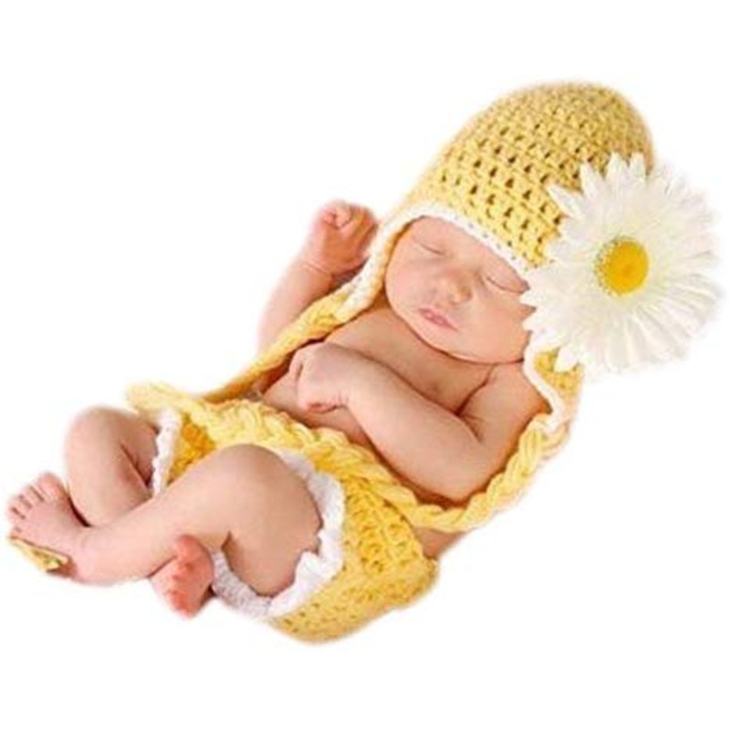 Electomania Baby Girl’s Crochet Clothing Photography Props Shorts and Hat (Yellow)