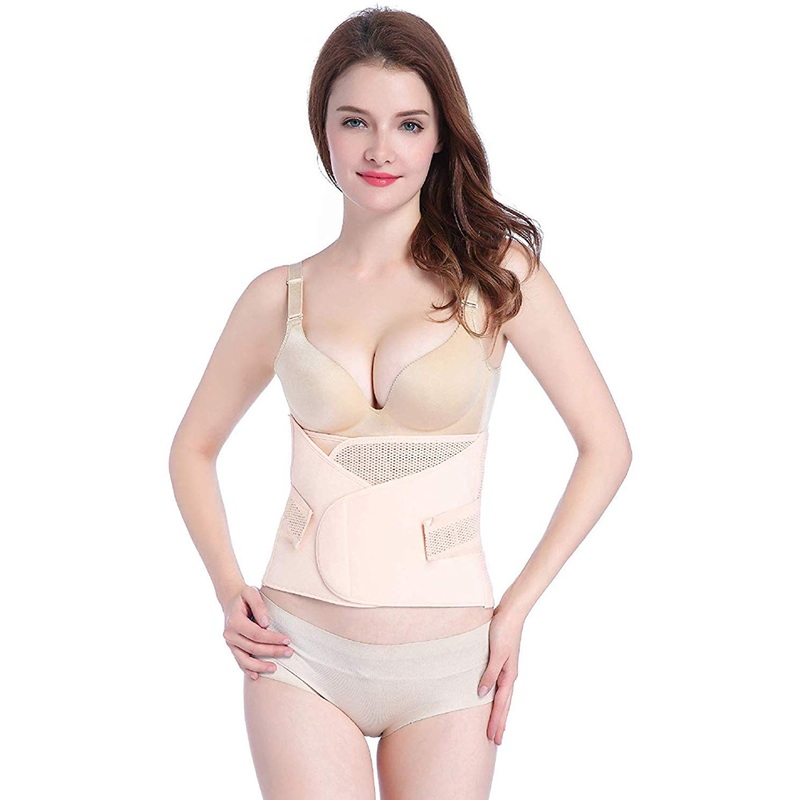Electomania Corset Belt/Slimming/Waist Trimming/Postpartum Abdomen Shaper Belt/Strap Breathable (3 in1 Set) XL Beige
