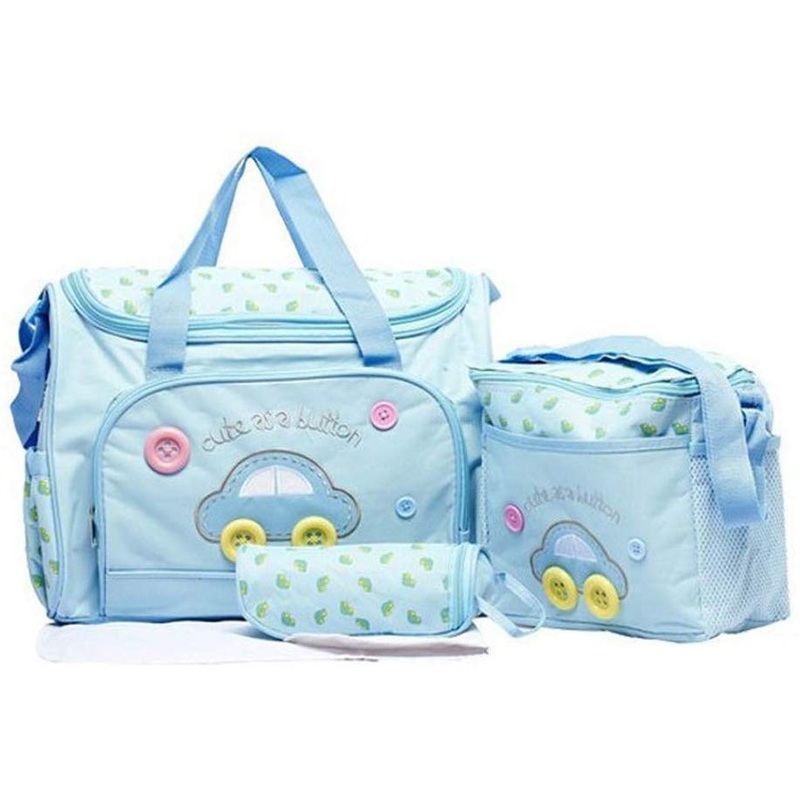 Electomania  Diaper Tote Bag 4 pcs Nappy Bag Set Nylon Large Capacity Travel Handbag Shoulder Bag Include Changing Pad Bottle Bag Fashion Unisex for Baby Mom Dad