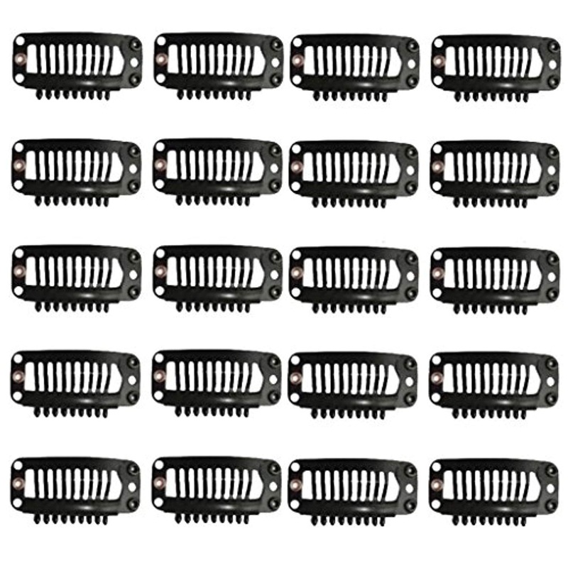 Electomania  Hair Extension Snap Clips Wig Grips Medium Remy Clip In 32mm 20 pcs Black