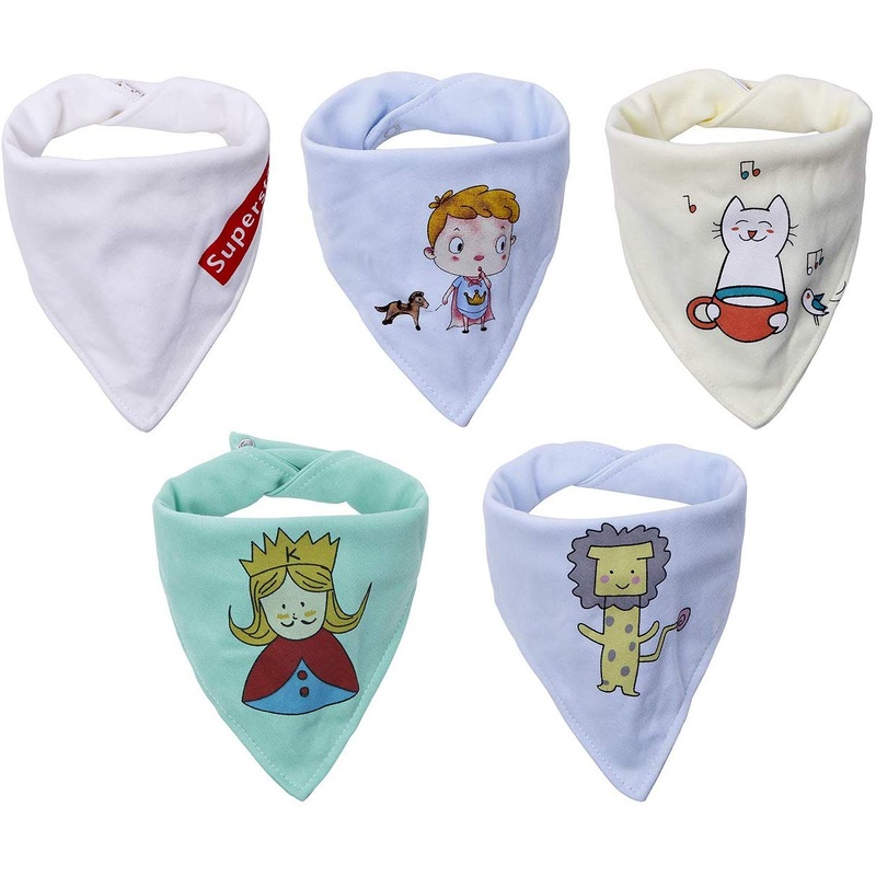 Electomania Multicolor Bandana Bibs – Baby Drool Bibs 5 in 1 Set