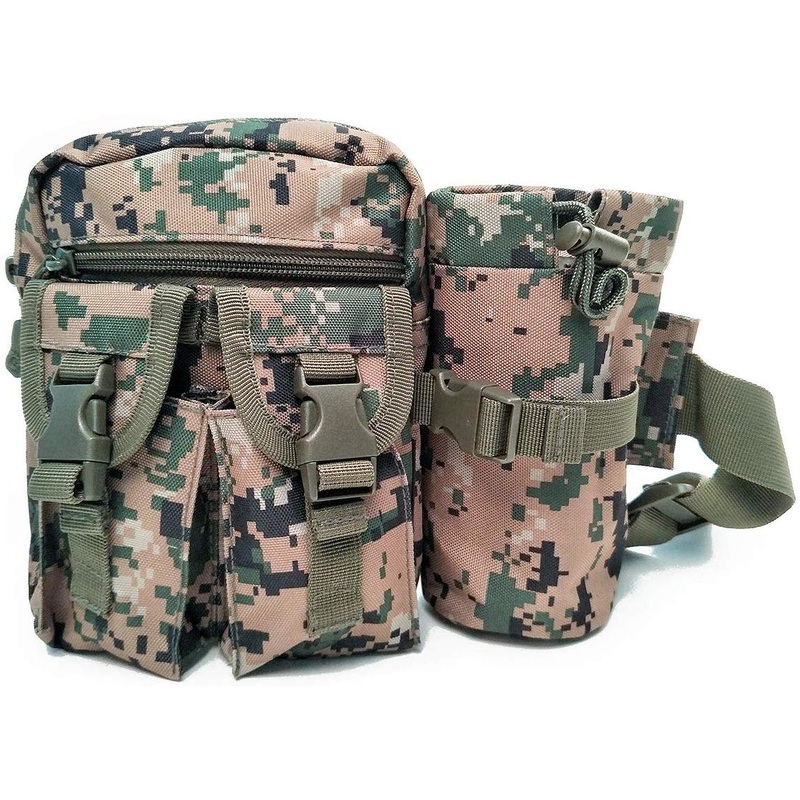 Electomania Nylon Camo Waist Pack Bag Fanny Packs Waterproof Hip Belt Bag Pouch for Hiking Climbing Outdoor Bumbag (Camouflage Color)