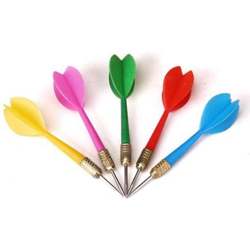 Electomania Plastic Steel Tip Darts with Brass Barrel (Random Color) -5 Pieces