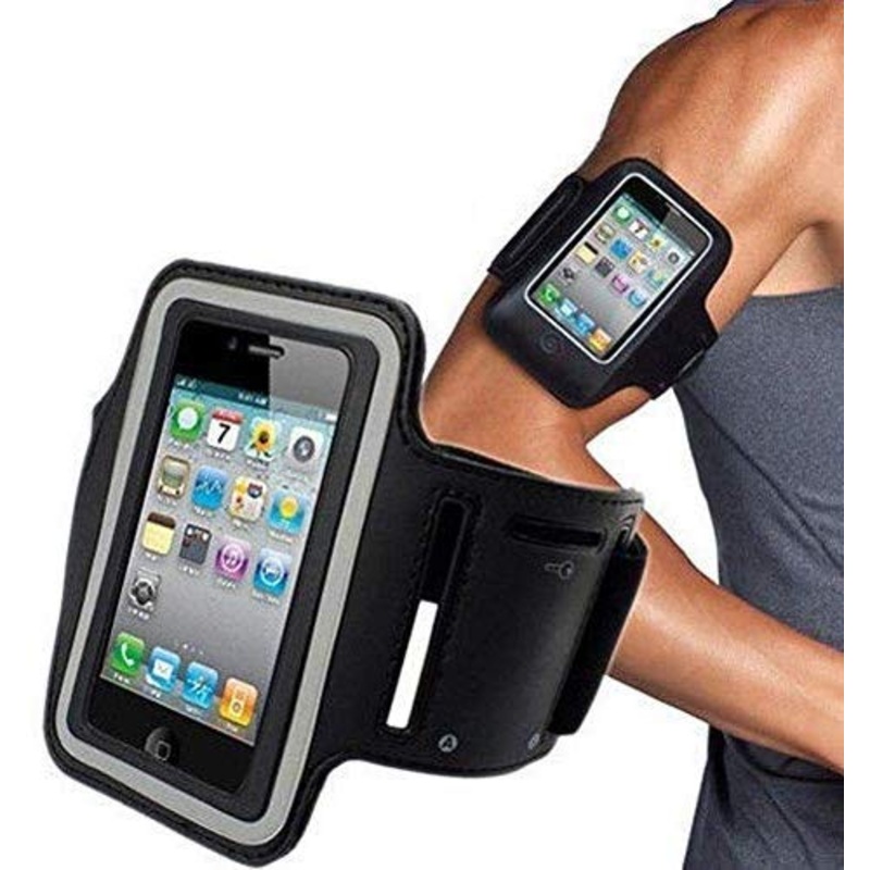 Electomania  Sports Running Mobile Armband Pouch with Key Earphone Holder for Sports Running, Jogging, Gym, Yoga, Aerobics Fits Most Mobile Upto 5.5 inches (Black)