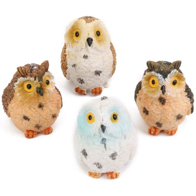 Electomania Toy Dollhouse Bonsai Craft Garden Resin Landscape Owls Decor 4 Pcs Multicolor