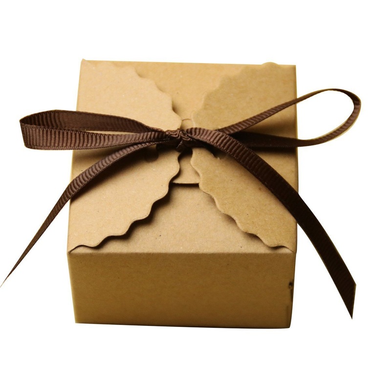 Electomania 50pcs Shabby Square Sweets Candy Gift Boxes Wedding Party Favor Boxes (Brown)