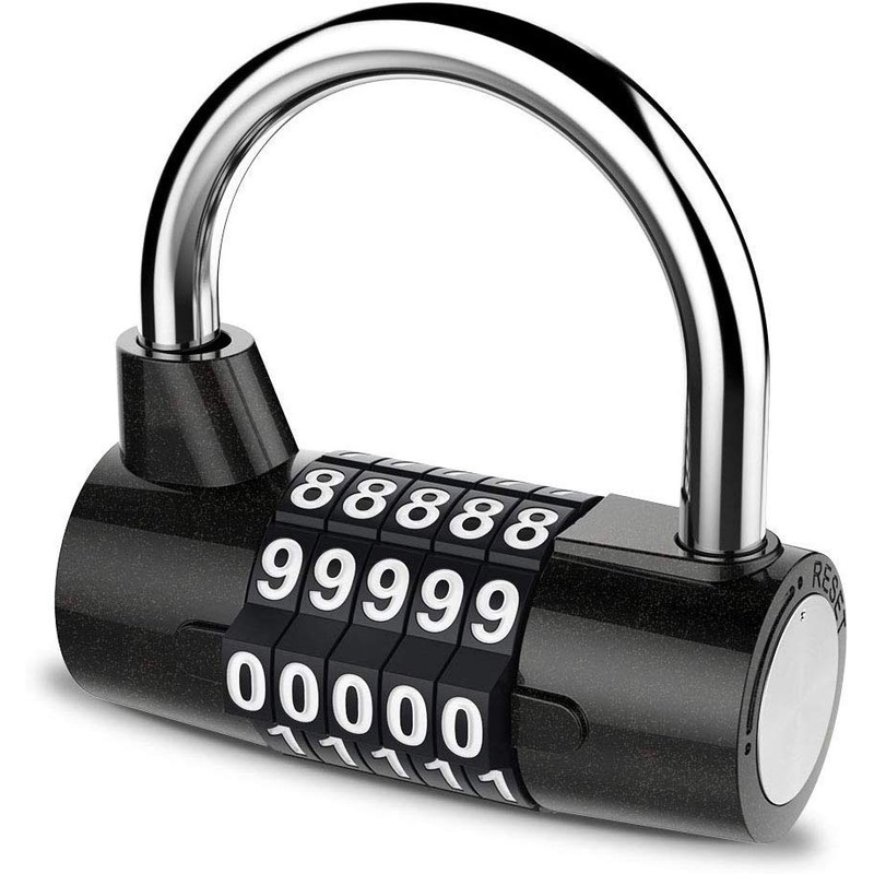Electomania Combination Lock 5 Digit Combination Lock Master Padlock Set Safe Waterproof Resettable for Outdoor Box Locker Bike Cabinets Gate Luggage (Black)