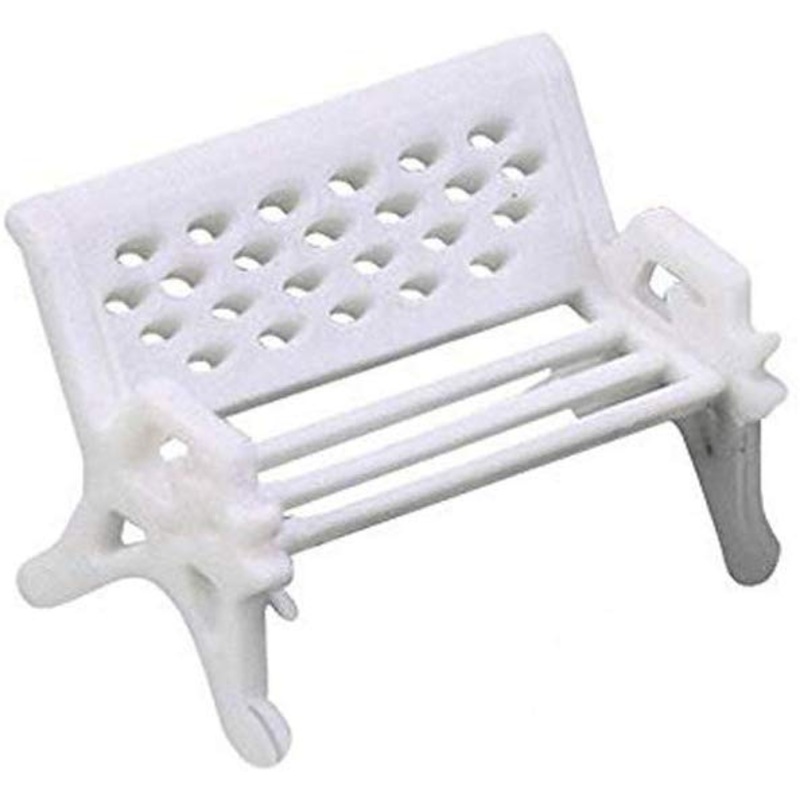Electomania DIY White Park Bench Seat Moss Bottle Mini Garden Ornament Miniature Park Seat Bench Craft Fairy Dollhouse Chrismtas Decor (White)