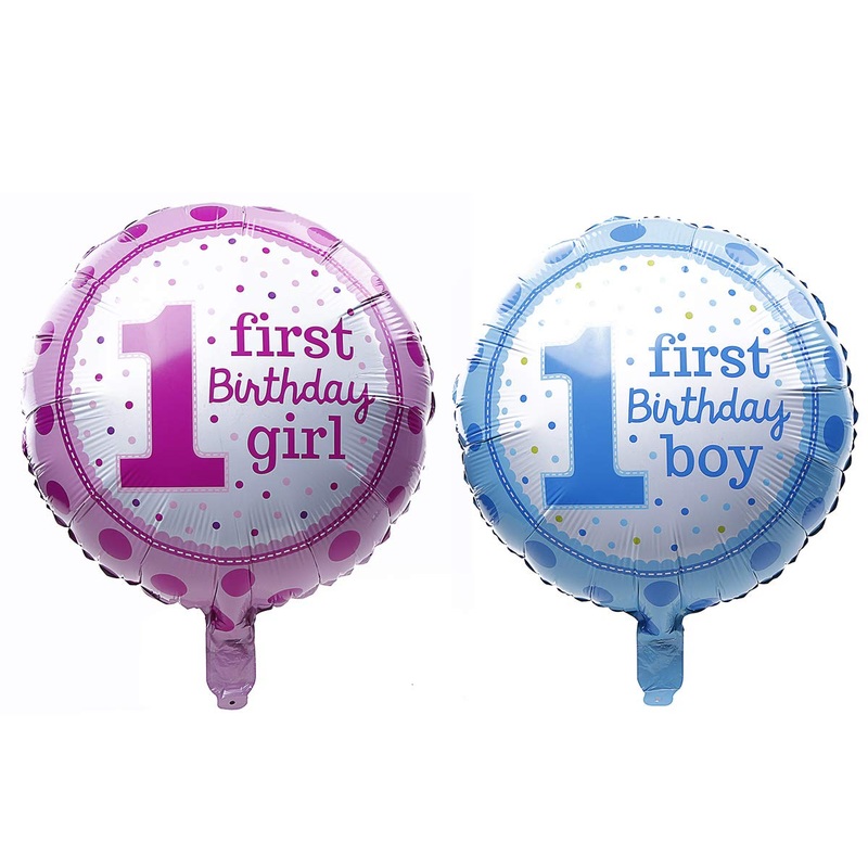 Electomania First Birthday Polka Foil Balloon / Birthday Party / Baby Shower Decoration 18 inch 1 Pair ( Blue&Pink )