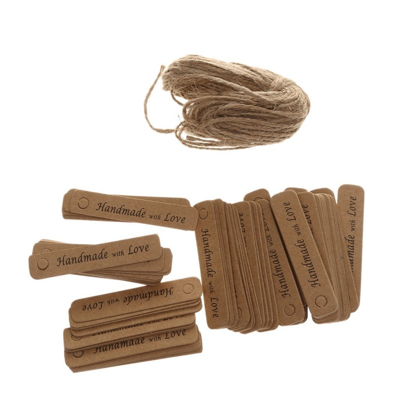 Electomania Handmade with Love Paper Gift Present Tags Labels Hanging Cards Pack of 100