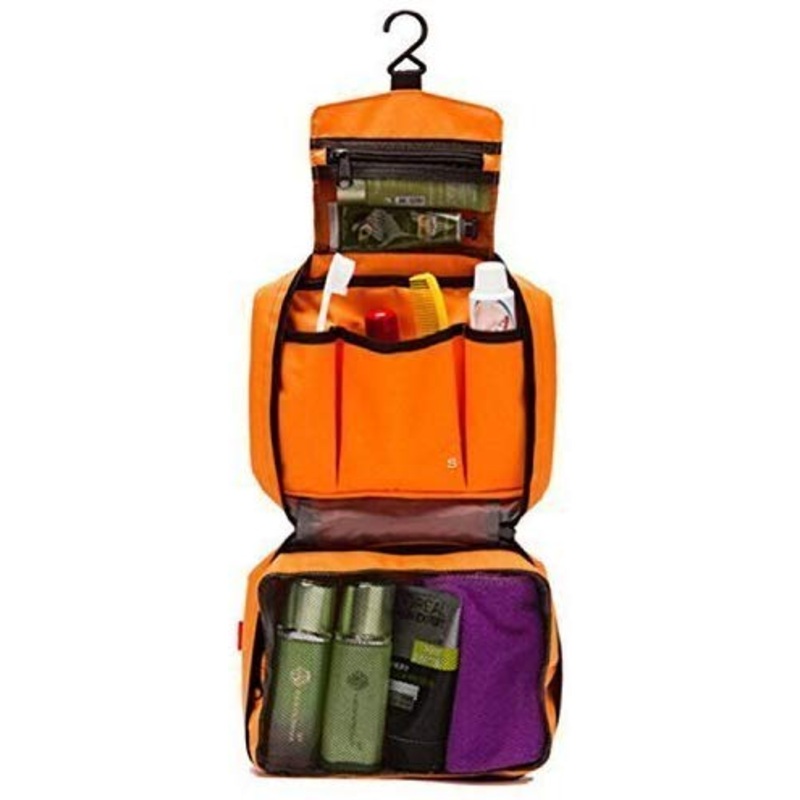 Electomania Hanging Fabric Travel Toiletry Bag Organizer and Dopp Kit (Orange)