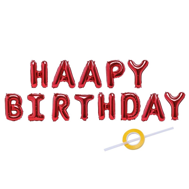 Electomania Happy Birthday Foil Toy Balloon, Red (Pack of 13 Letters)