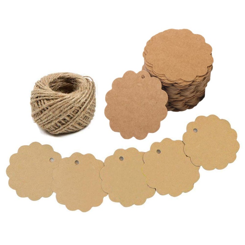 Electomania Kraft Paper Blank Card Hand Draw Gift Tags Flower Label 100 Pcs
