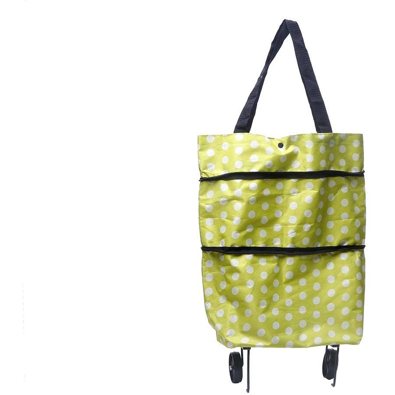 Electomania Lightweight Shopping Trolley Wheel Folding Travel Luggage/Small Pull Car/Cart Wheel Shopping CartGreen