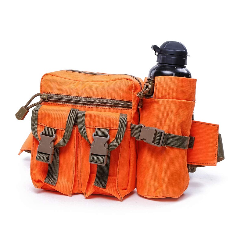 Electomania Nylon Camo Waist Pack Bag Fanny Packs Waterproof Hip Belt Bag Pouch for Hiking Climbing Outdoor Bumbag (Orange)