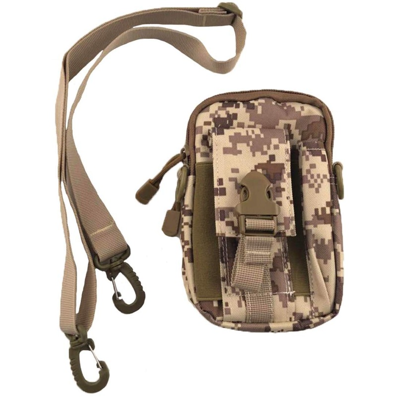 Electomania Nylon Water Resistant Outdoor Sport Travel Pouch Belt Waist Phone Bag, Case Pack Pocket Attachments (Camouflage)