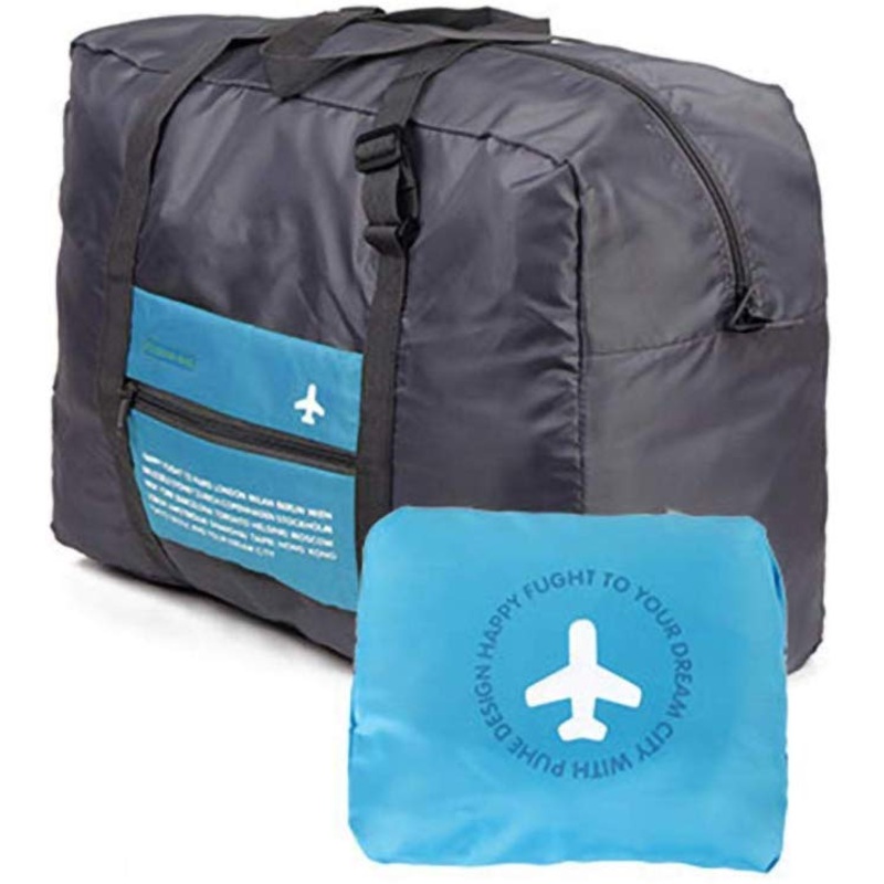 Electomania  Polyester Fiber Blue and Grey Foldable Big Easy Carry-on Travel Handbag Luggage