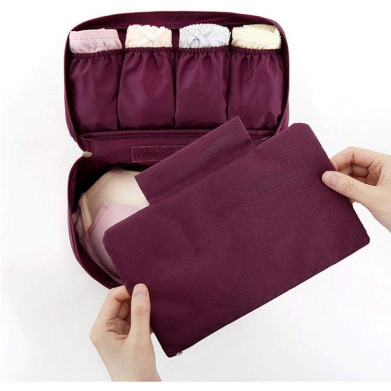 Electomania Portable Bra Underwear Bag Underwear Sorting Bag Cosmetic Bag and Storage Bag (Jujube red)