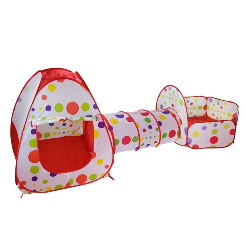 Electomania Portable Kids 3-in-1 Colorful Dotted Tunnel Playhouse Ball Pool Ball Pit Tent Summer Indoor Outdoor Play Fun Toy (Balls not Included, Multicolour)