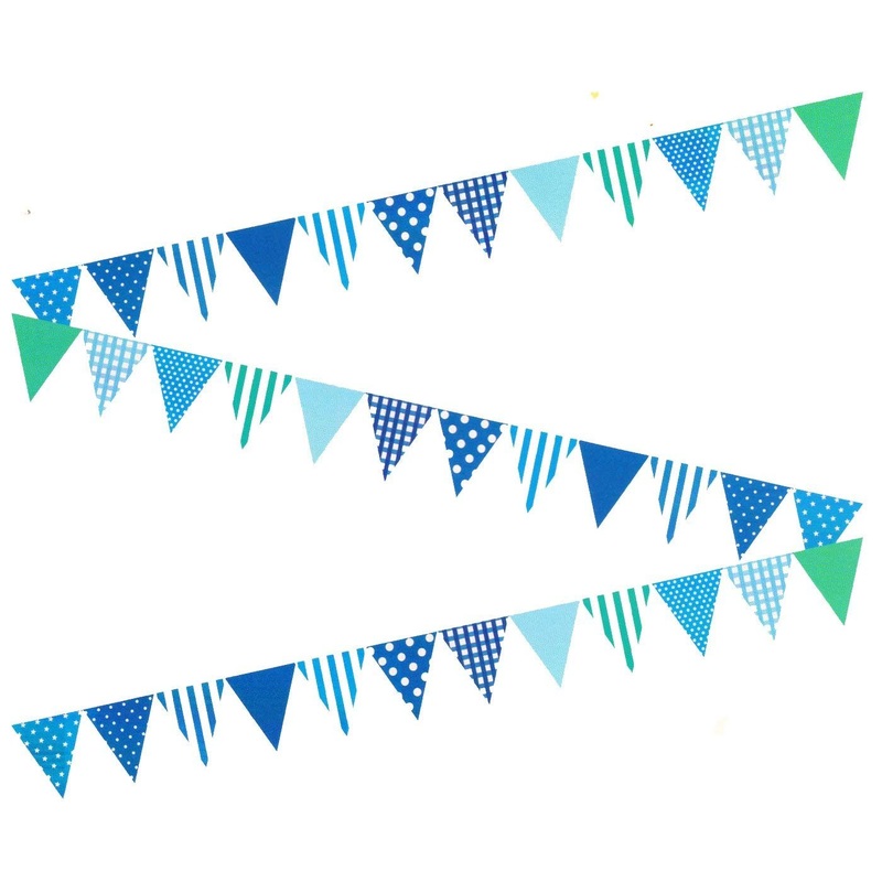 Electomania  Set of 3 Party Bunting Flags Banner for Kids Room, Play School Decoration, Birthday Party (Blue)
