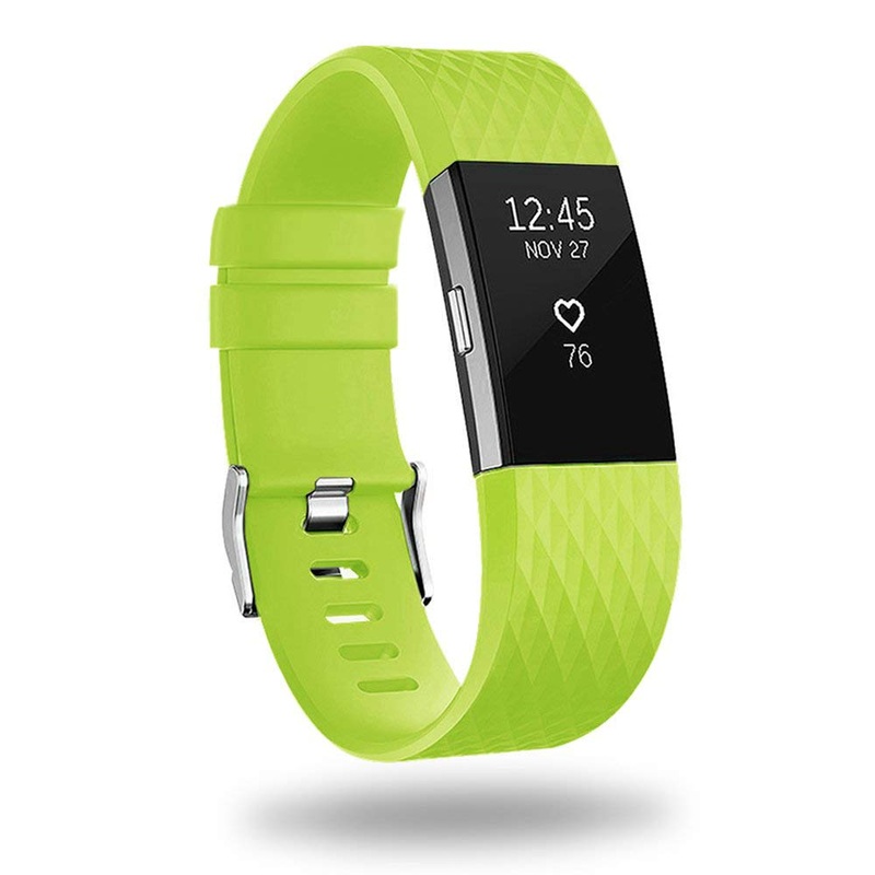 Electomania Soft Silicone Adjustable Sports Strap Band Compatible for Fitbit Charge 2 Band, 6.7-8.1-inch (Green)