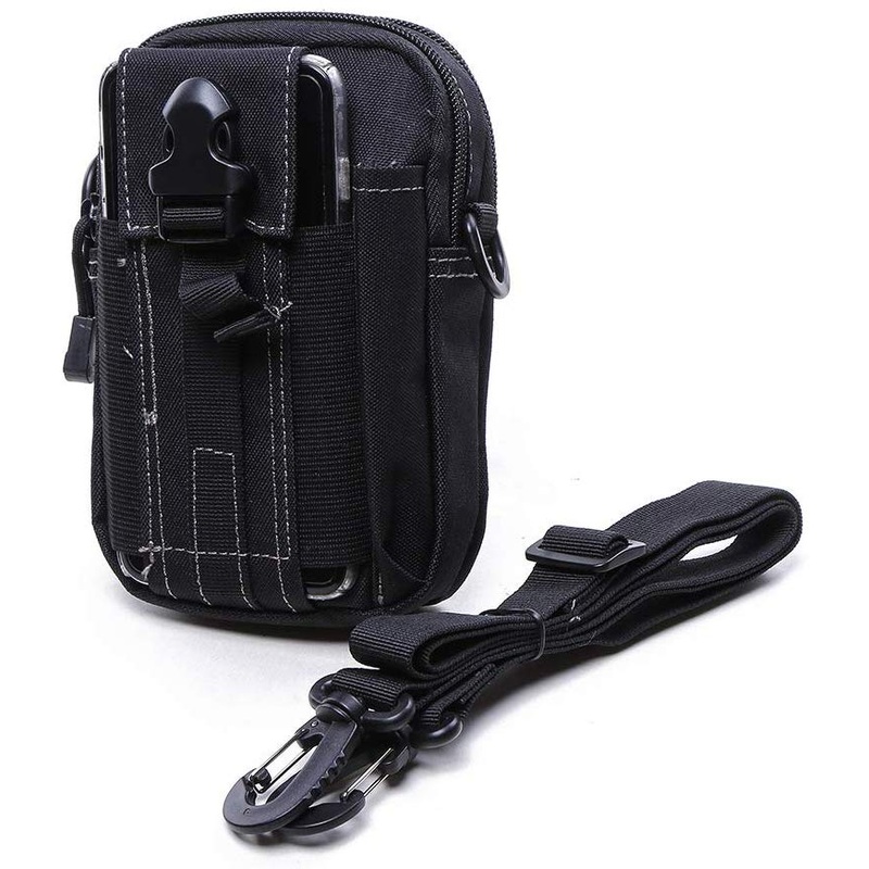 Electomania Water Resistant Outdoor Sport Travel Pouch Belt Waist Phone Bag Case Pack Money Pocket attachments (Black)