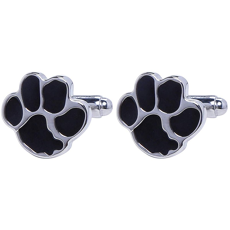 Electomania 1 Pair Unisex Cute Kitten Puppy Footprints Pattern Cubs Footprints Pattern Cuffs Cufflinks for Birthday Present (Black)