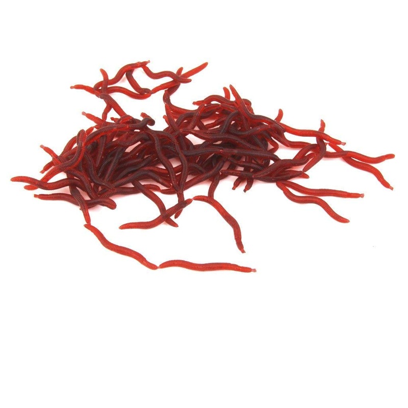 Electomania 100Pcs Simulation Earthworm Red Worms Artificial Fishing Lure Tackle Soft Bait Lifelike Fishy Smell Lures